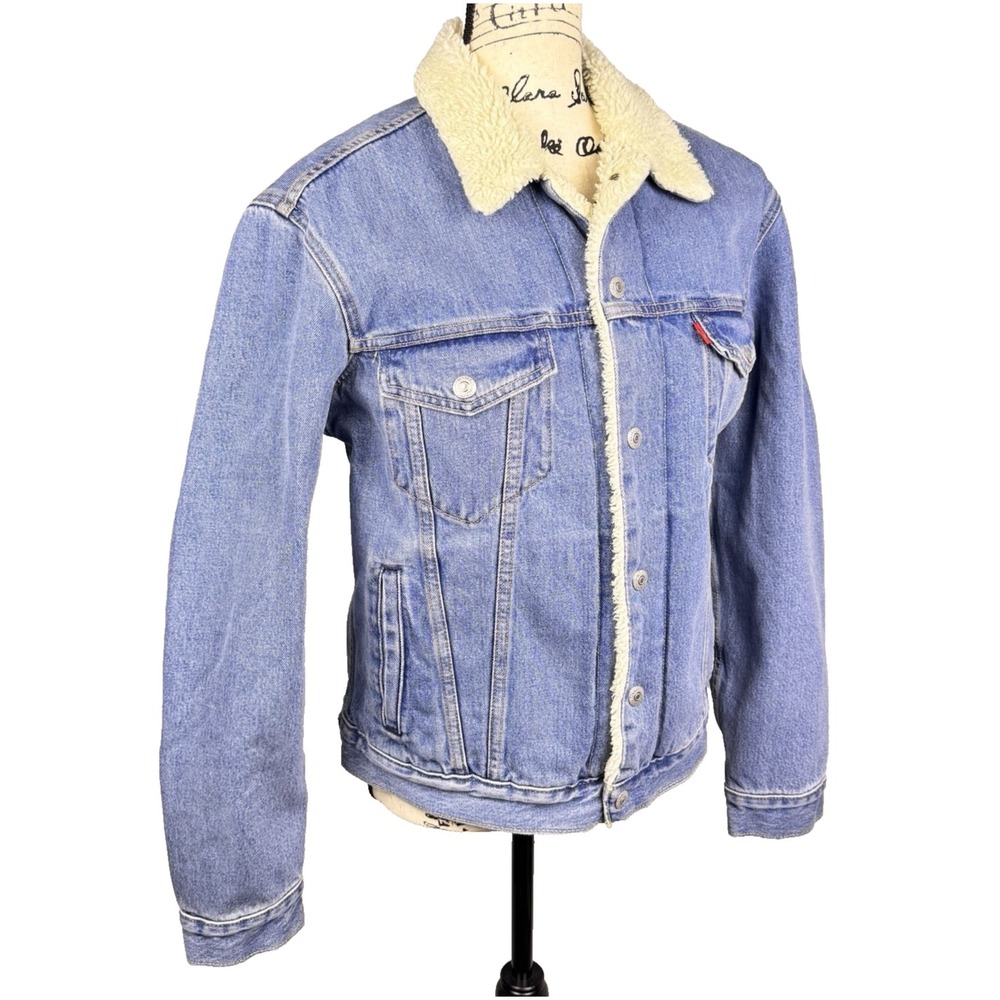 Levi's Men's Sherpa Trucker Jacket Blue Denim Type 3 Size Small Classic America